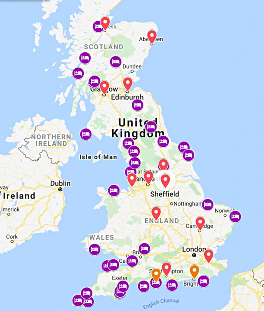 map of travel lodges uk